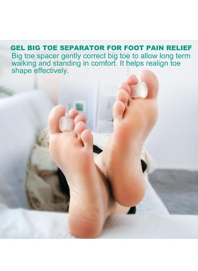 فواصل أصابع القدم للنساء والرجال - عبوة من 6 قطعة من فواصل أصابع القدم الجل لأصابع القدم المتداخلة، ومصححات أصابع القدم المطرقية المصنوعة من السيليكون لإصبع القدم الكبير، ومقومات أصابع القدم المطرقية لعلاج أورام إبهام القدم، وتسكين آلام أصابع القدم - Image 4